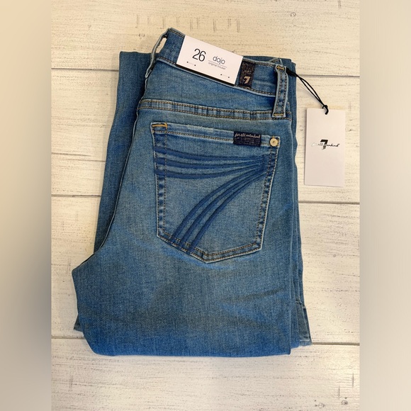 7 For All Mankind Denim - 7 For All Mankind Dojo Original Jeans Trouser NWT Size 26 7FAMK Blue Stitching